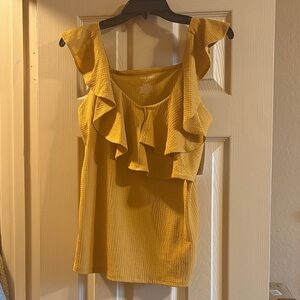 Nine West Mustard Ruffled Tank Top